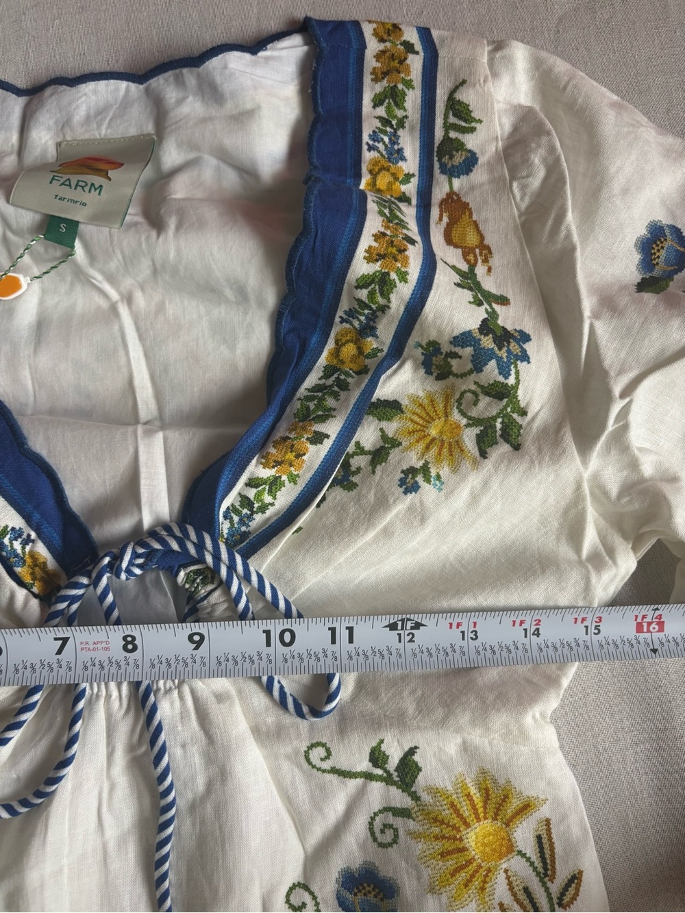 NWT Farm Rio Emily Floral Tapestry Off White Linen Blend Maxi Dress S - Picture 6 of 10